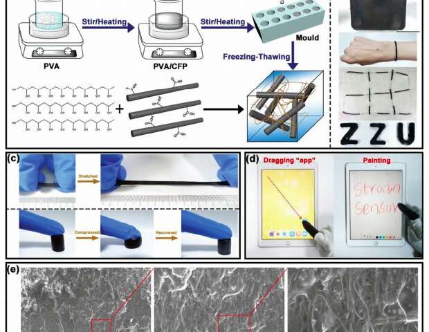 A stretchable, compressible sensor for wearable electronics and soft robots