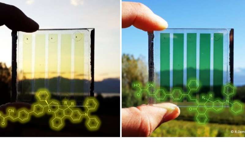 Dye-sensitized solar cells that adapt to different light conditions