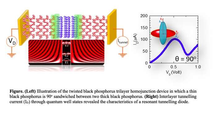 Researchers realize resonant tunnelling diodes based on twisted black phosphorus homostructures