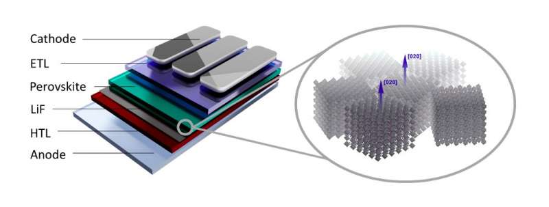 Efficient light-emitting diodes made by depositing perovskites on a fluoride interface