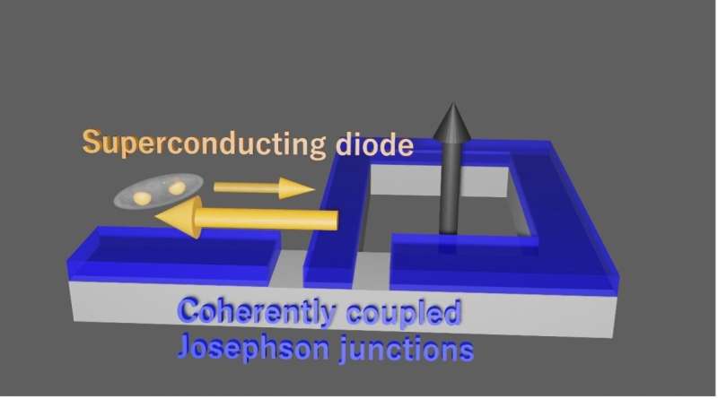The superconducting diode effect in a device based on coupled Josephson junctions