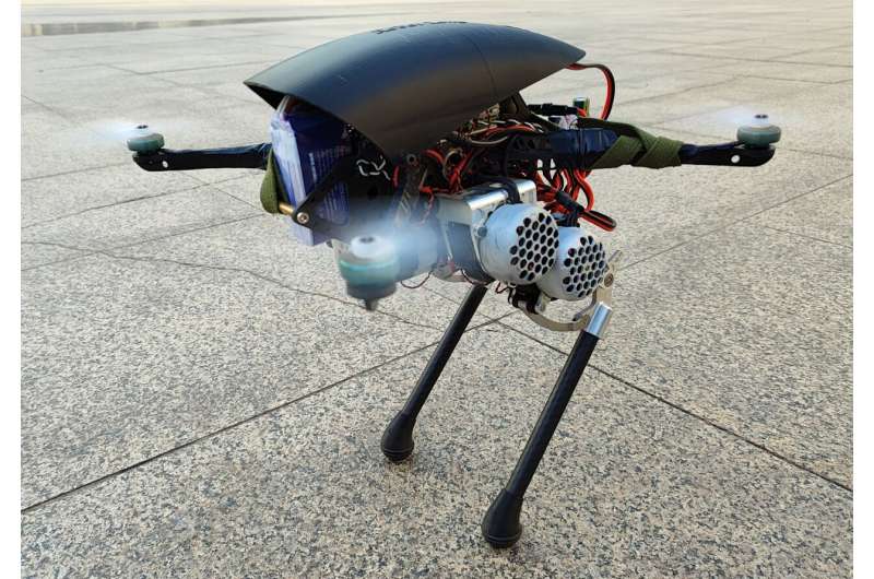 Quadrotors support enhanced locomotion in a new bipedal robot