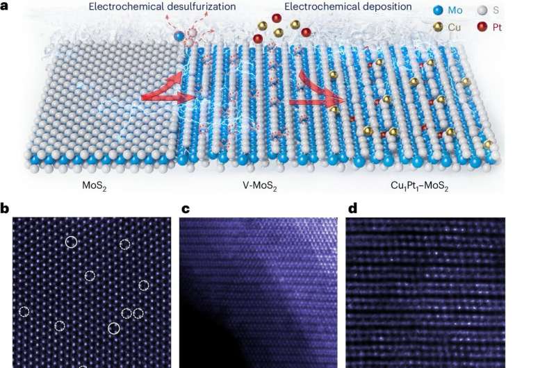 New approach reversibly configures single and heteronuclear dual-atom catalysts on MoS₂ substrate