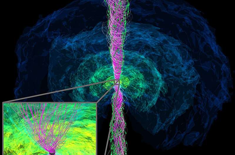 Simulation reveals emergence of jet from binary neutron star merger followed by black hole formation